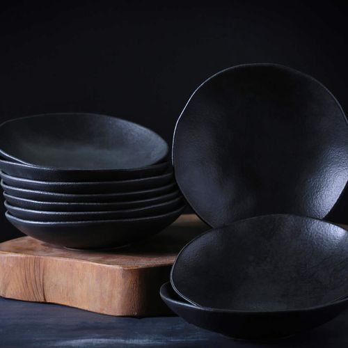 Organic Soup Plate Stoneware Ø8.46in 20.29oz Carbon