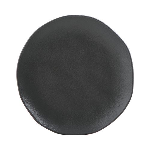 Organic Dessert Plate Stoneware Ø7.68in Black Matte