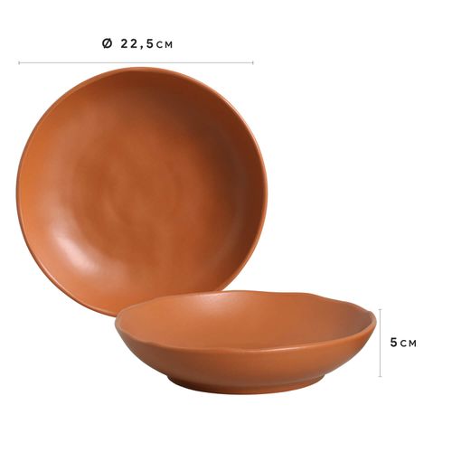 Bio Soup Plate Stoneware Ø8.86in 28.07oz Terrakotta