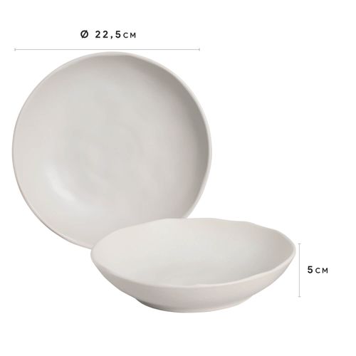 Bio Soup Plate Stoneware Ø8.86in 28.07oz Vit