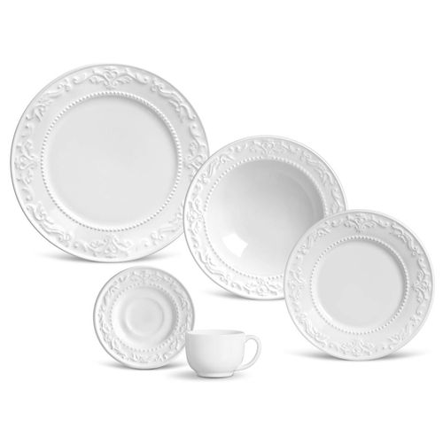 30 Pieces Dinnerware Set Acanthus White