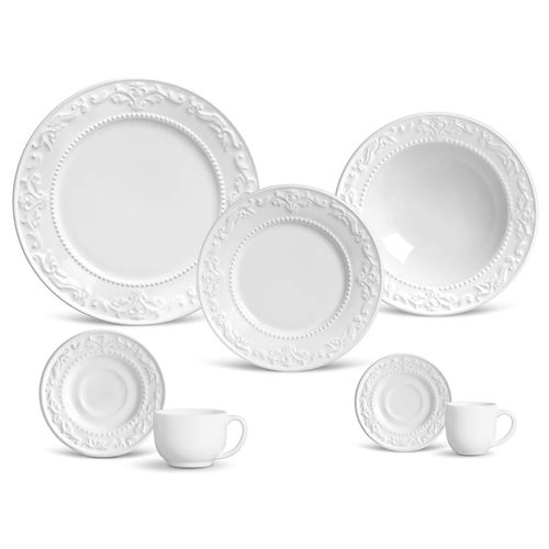 30 Pieces Dinnerware Set Acanthus White
