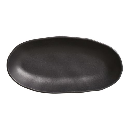 Organic Deep Oval Platter Stoneware 12.6x6.3in 21.98oz Black Matte