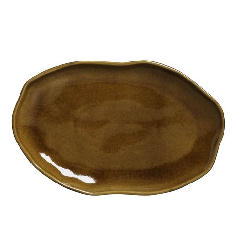Bio Shallow Oval Platter Stoneware 11.81x7.87in Amber