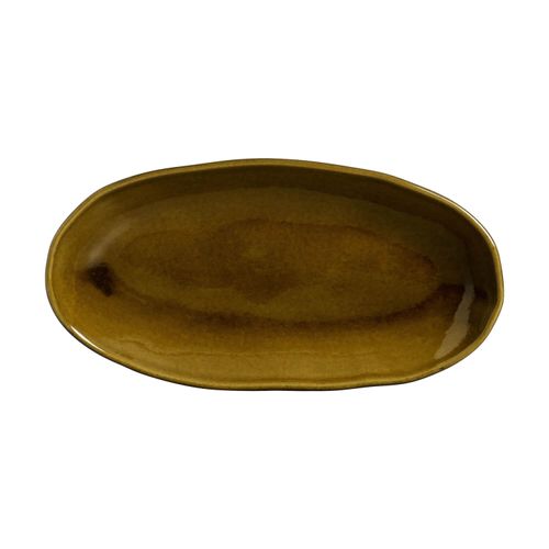 Organic Deep Oval Platter Stoneware 12.6x6.3in 21.98oz Amber