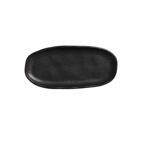 Organic Shallow Oval Platter Stoneware 6.5x3.15in Black Matte