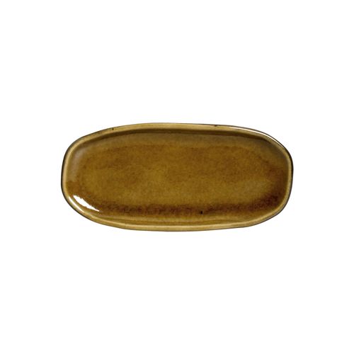 Organic Shallow Oval Platter Stoneware 6.5x3.15in Amber