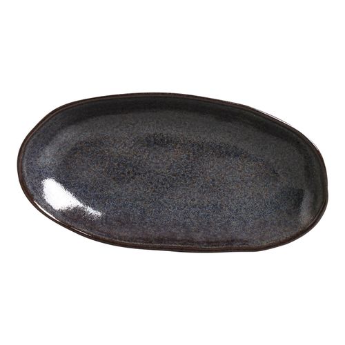 Organic Deep Oval Platter Stoneware 12.6x6.3in 21.98oz Titanium