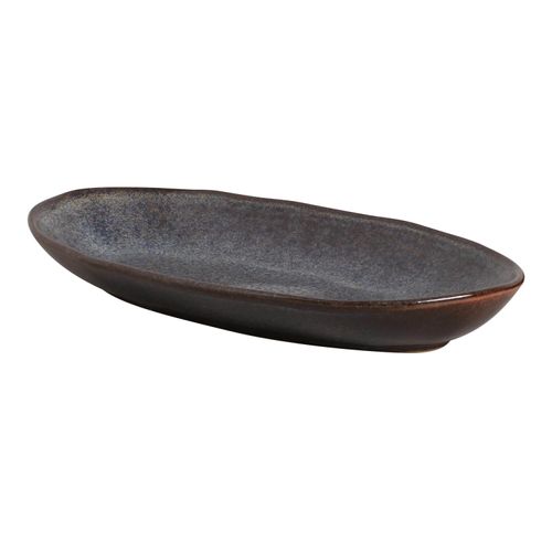 Organic Deep Oval Platter Stoneware 12.6x6.3in 21.98oz Titanium
