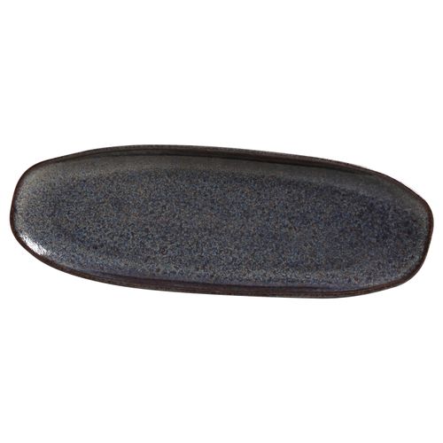 Organic Shallow Oval Platter Stoneware 14.17x5.12in Titanium