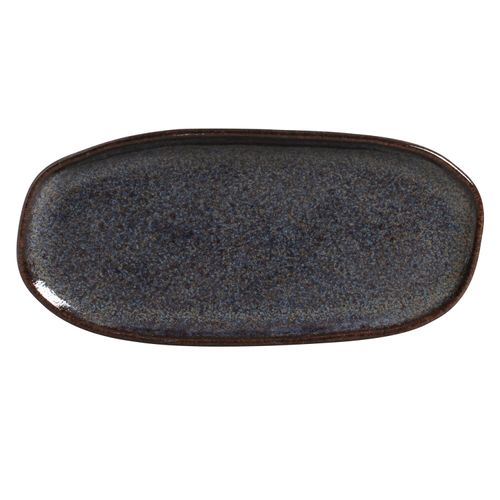 Organic Shallow Oval Platter Stoneware 9.06x4.33in Titanium