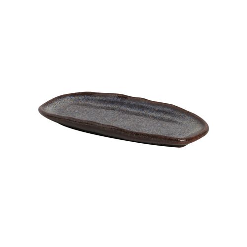 Organic Shallow Oval Platter Stoneware 6.5x3.15in Titanium