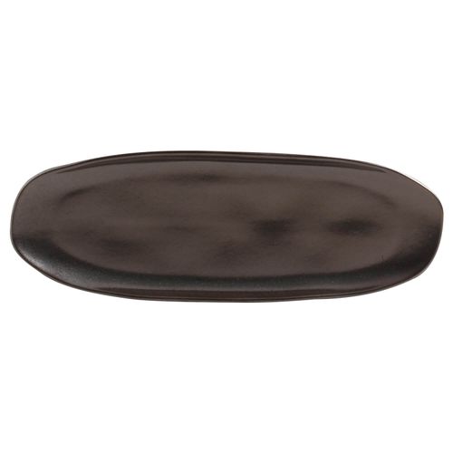 Organic Shallow Oval Platter Stoneware 14.17x5.12in Metallica