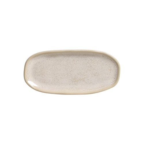 Organic Shallow Oval Platter Stoneware 6.5x3.15in Latte