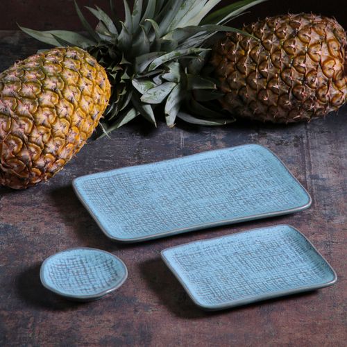 Juta Rectangular Platter Stoneware 7.09x5.51in Breeze
