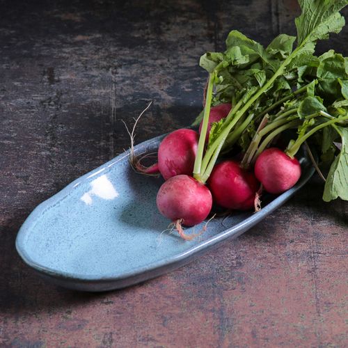 Organic Deep Oval Platter Stoneware 12.6x6.3in 21.98oz Breeze