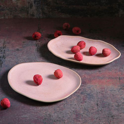 Bio Shallow Oval Platter Stoneware 11.81x7.87in Litchi