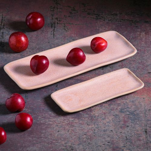 Organic Rectangular Platter Stoneware 12.99x5.12in Litchi