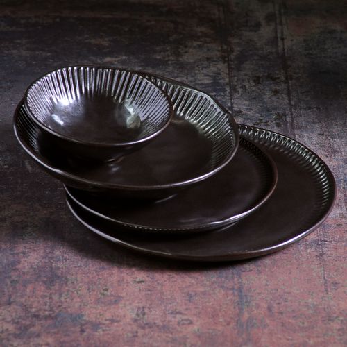 Linhas Soup Plate Stoneware Ø8.86in 28.07oz Metallica