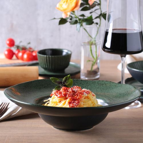 Organic Deep Rim Plate Stoneware Ø11.02x2.56in 15.22oz Greenery