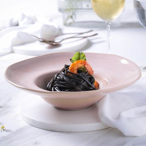 Organic Deep Rim Plate Stoneware Ø11.02x2.56in 15.22oz Litchi