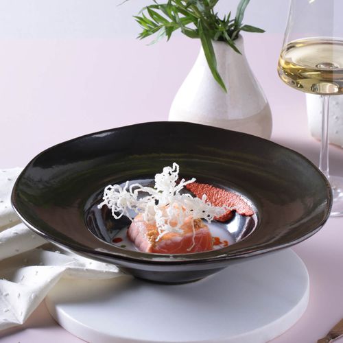Organic Deep Rim Plate Stoneware Ø11.02x2.56in 15.22oz Metallica
