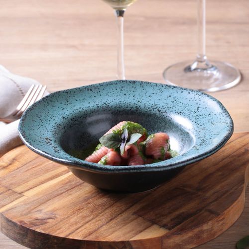 Organic Deep Rim Plate Stoneware Ø7.48x2.17in 8.45oz Night Sky