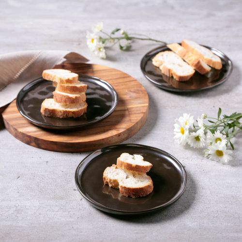 Bio Bread Plate Stoneware Ø6.1x0.63in Metallica