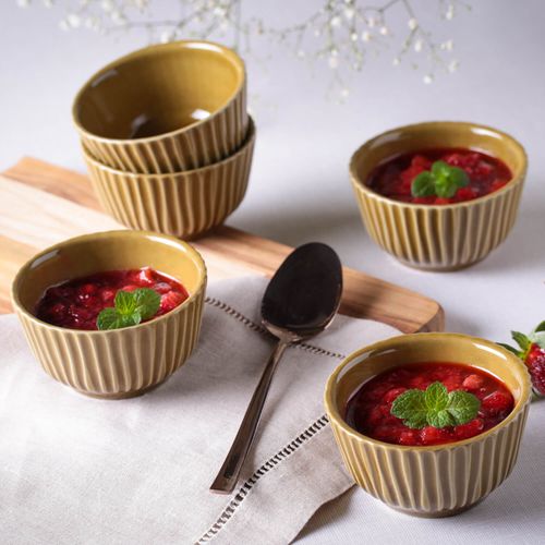 Linhas Ramekin Stoneware Ø3.54x1.97in 12.37oz Amber