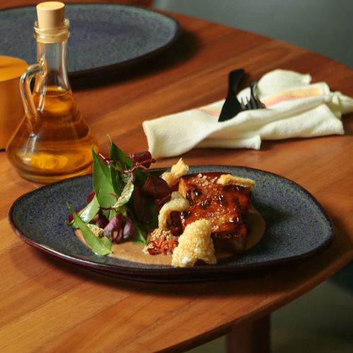 Organic Oval Dinner Plate Stoneware 12.2x9.45x0.98in Titanium