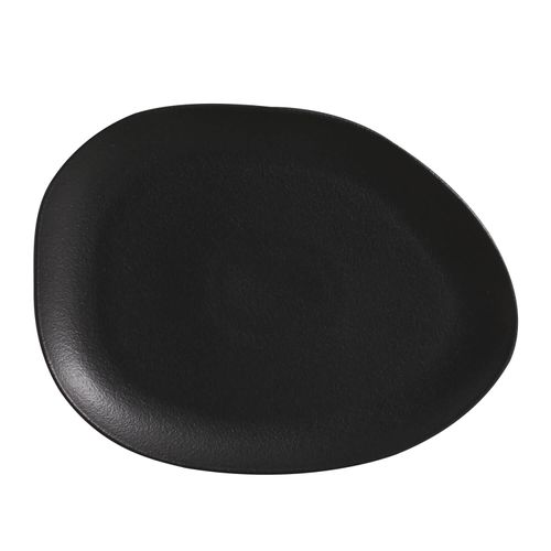 Organic Oval Dinner Plate Stoneware 12.2x9.45x0.98in Black Matte