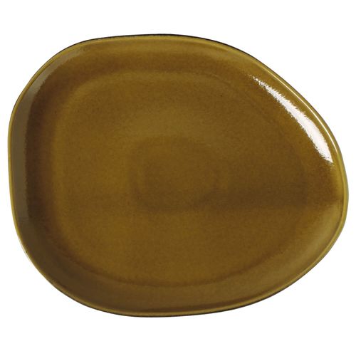 Organic Oval Dinner Plate Stoneware 12.2x9.45x0.98in Amber