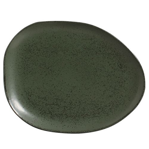 Organic Oval Dinner Plate Stoneware 12.2x9.45x0.98in Greenery