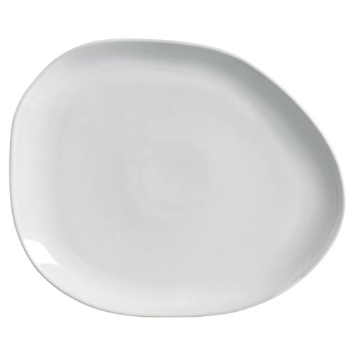 Organic Oval Dinner Plate Stoneware 12.2x9.45x0.98in New White