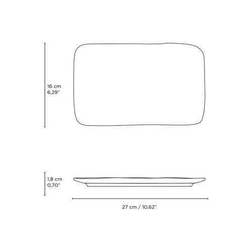 Juta Rectangular Platter Stoneware 10.63x6.3in New White