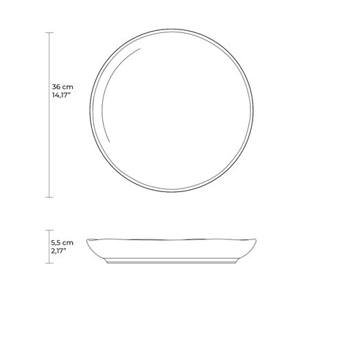 Organic Round Platter Large Stoneware Ø14.17in Titanium