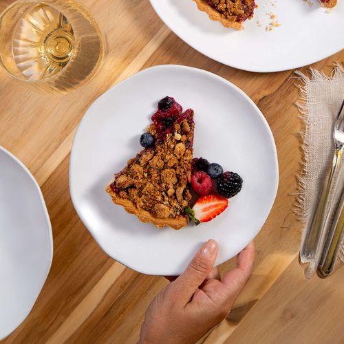 Organic Dessert Plate Stoneware Ø7.68in New White