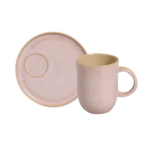 Coup Mug With Saucer Kit Stoneware 11.16oz Litchi