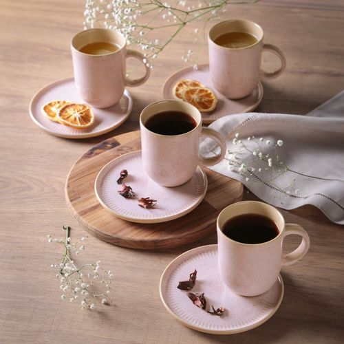 Coup Mug With Saucer Kit Stoneware 11.16oz Litchi