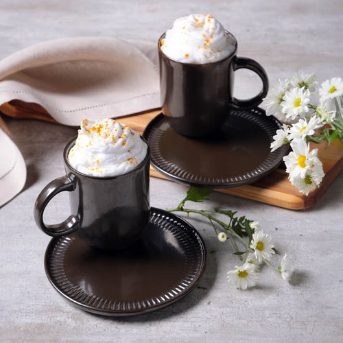 Coup Mug With Saucer Kit Stoneware 11.16oz Metallica