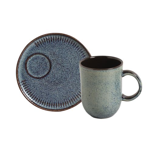Coup Mug With Saucer Kit Stoneware 11.16oz Titanium