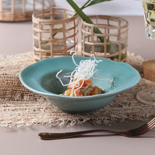 Organic Deep Rim Plate Stoneware Ø7.48x2.17in 8.45oz Curaçao