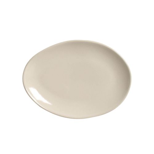 Organic Oval Dessert Plate Stoneware 8.86x0.98in Clay