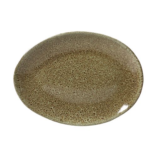 Organic Oval Dessert Plate Stoneware 8.86x0.98in Croco
