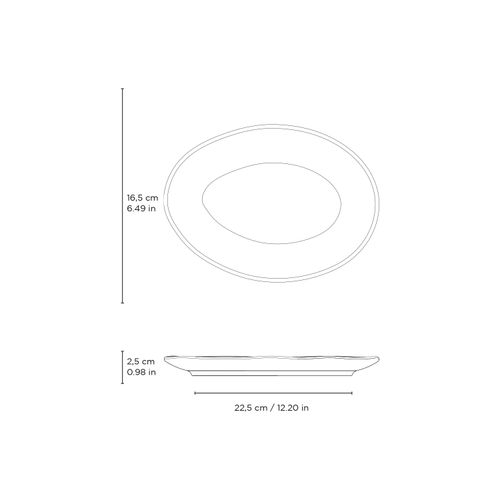 Organic Oval Dessert Plate Stoneware 8.86x0.98in Oceano