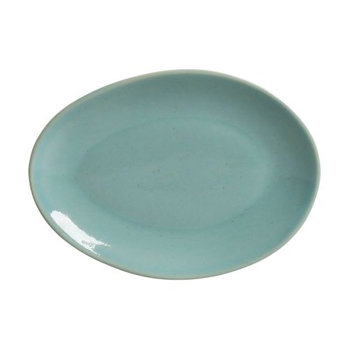 Organic Oval Dessert Plate Stoneware 8.86x0.98in Curaçao