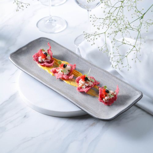 Organic Rectangular Platter Stoneware 12.99x5.12in Dust