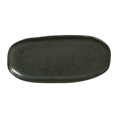 Organic Shallow Oval Platter Stoneware 9.06x4.33in Greenery