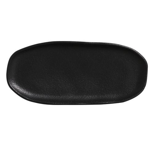 Organic Shallow Oval Platter Stoneware 9.06x4.33in Black Matte