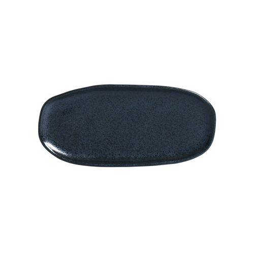 Organic Shallow Oval Platter Stoneware 9.06x4.33in Night Blue